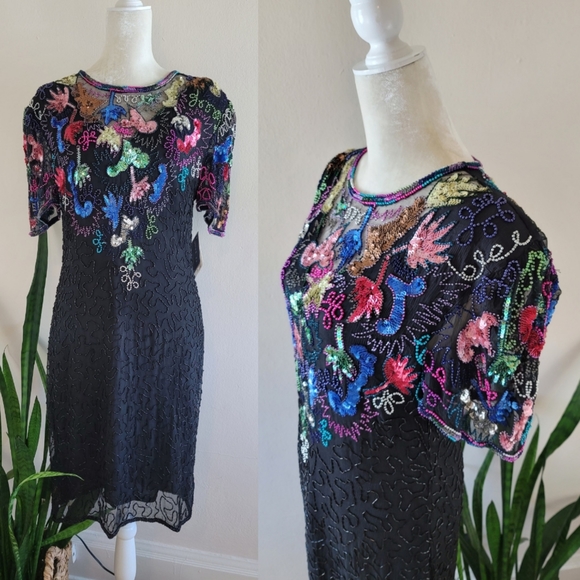 VTG 80s Swee Lo Sequin Dress - Picture 1 of 10